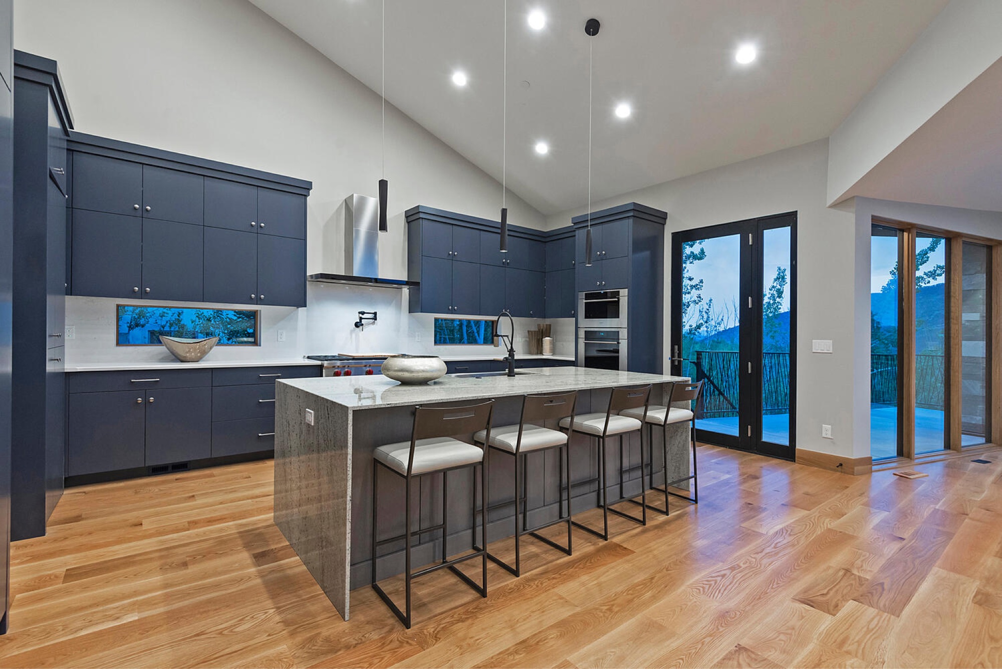 Kitchen with island and walk-in pantry
